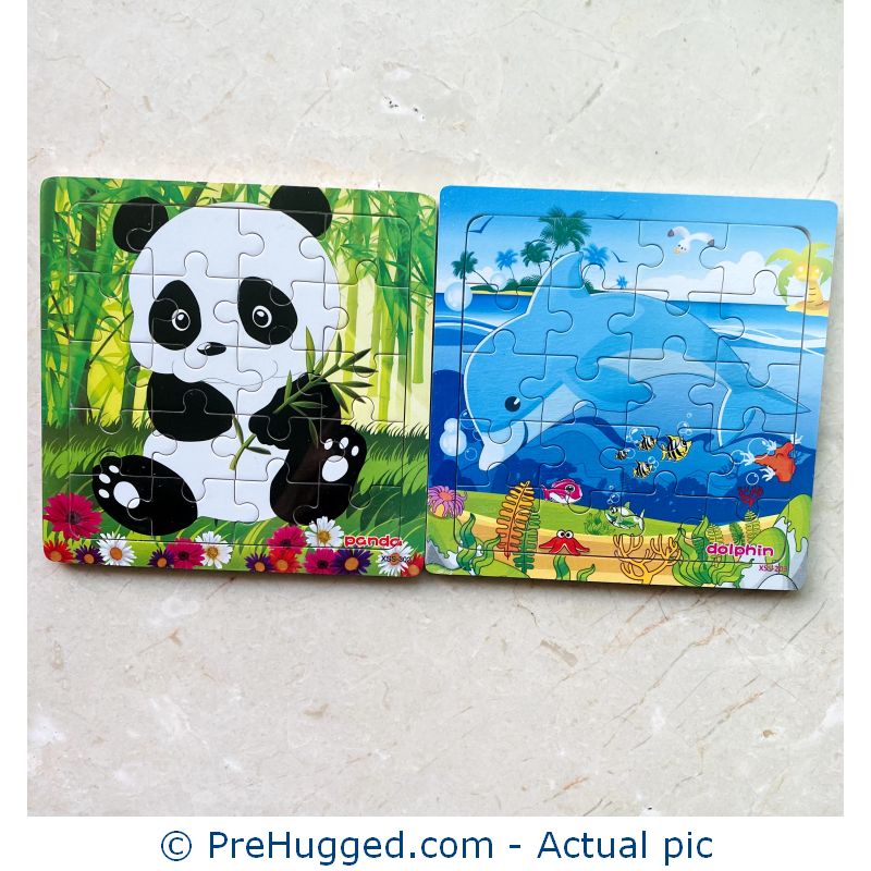 Panda, Dolphin – 2 Wooden Jigsaw Puzzle – New