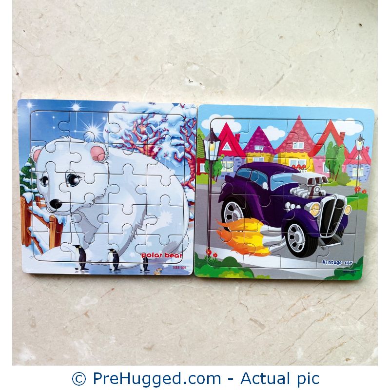 Polar Bear, Vintage Car – 2 Wooden Jigsaw Puzzle – New