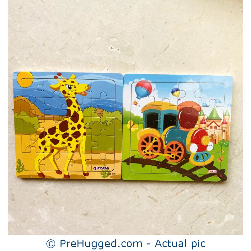 Girrafe, Train – 2 Wooden Jigsaw Puzzle – New