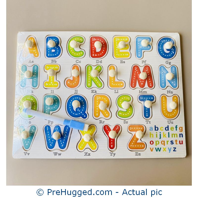 Wooden Peg Puzzle – Alphabets with Base Image