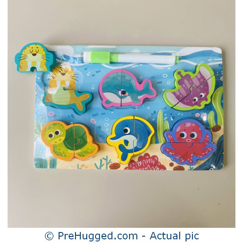 Wooden Chunky Jigsaw Puzzle with Base Image – Sea Animals