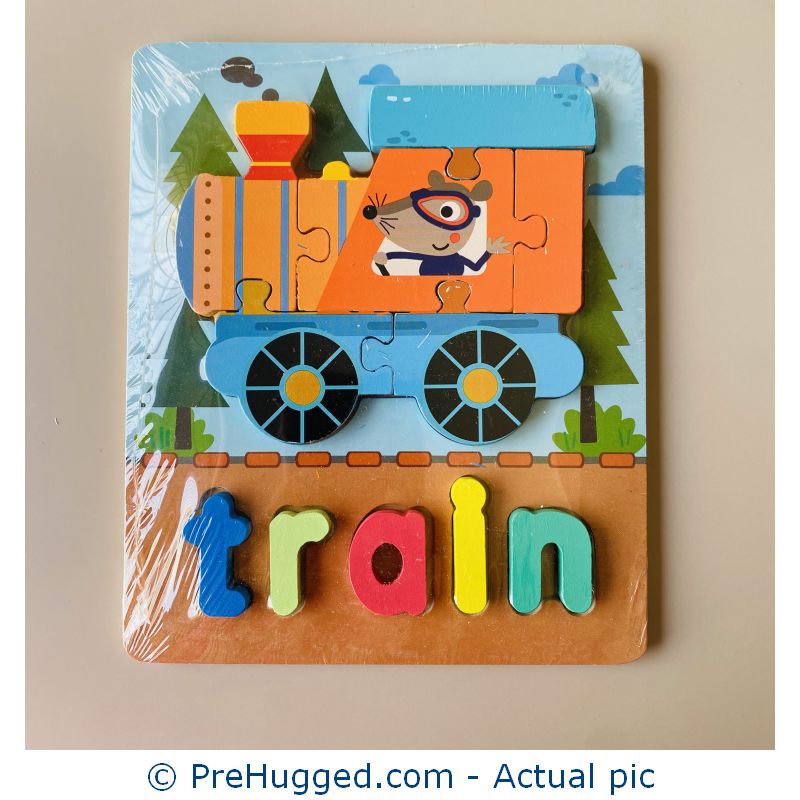 Wooden Chunky Jigsaw Name Puzzle Tray – Train