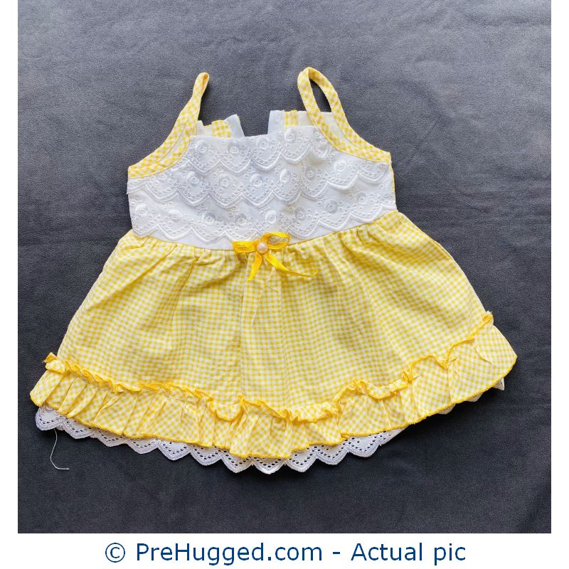 0-3 months Yellow dress with chicken work lace