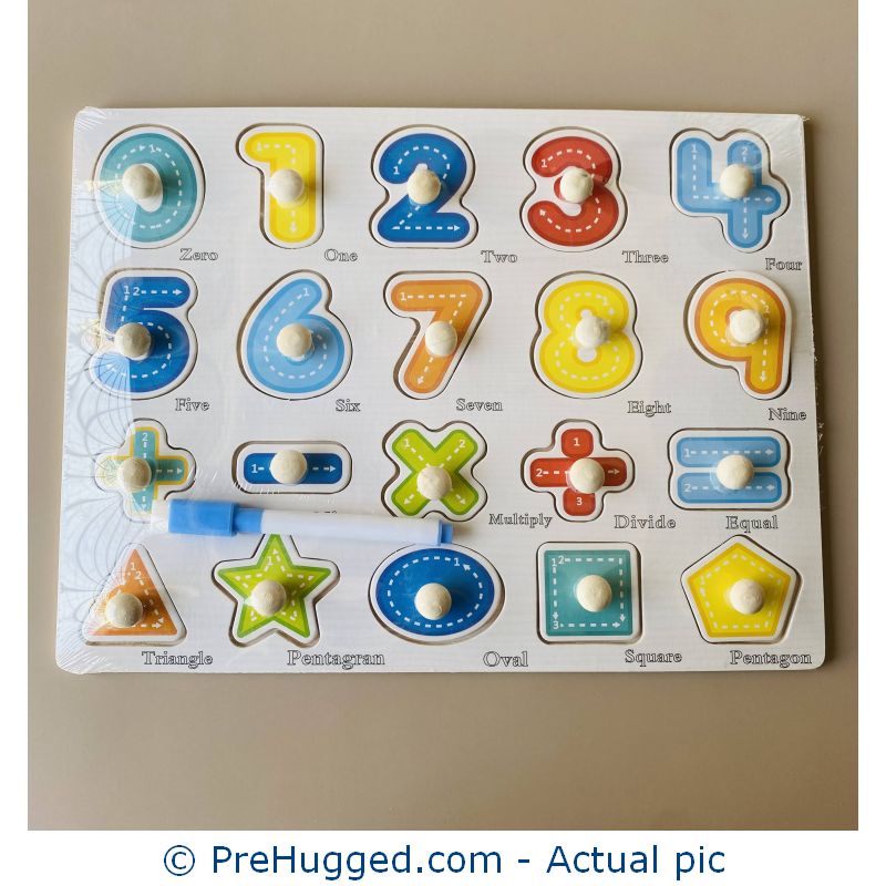 Wooden Peg Puzzle – Numbers with Base Image