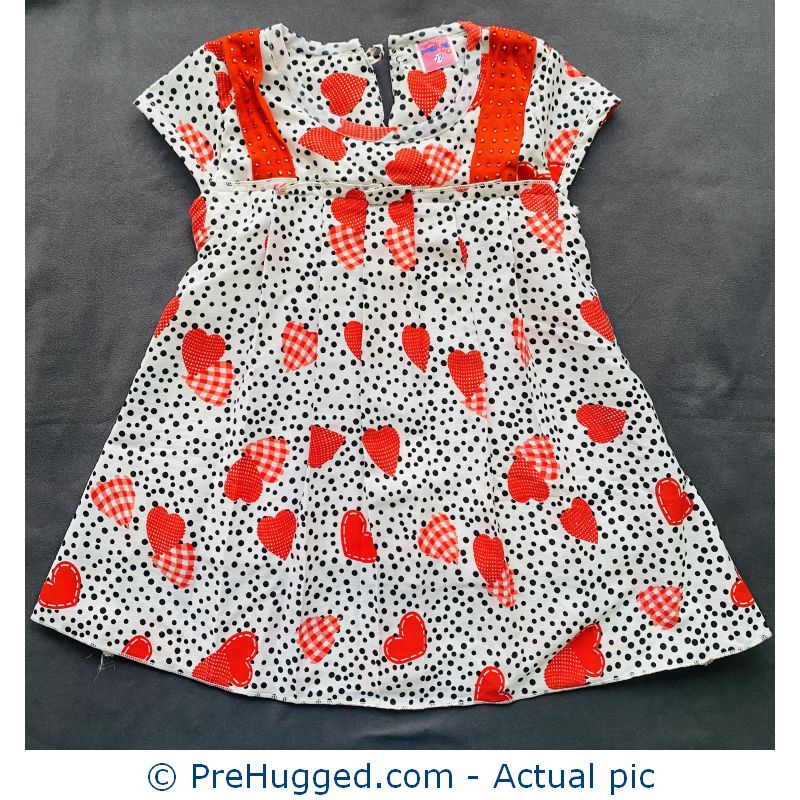 12-18 months White and Red Heart Dress