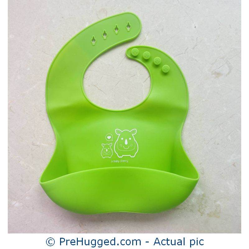 Baby Cherry Bib Waterproof Silicone Bib – Green