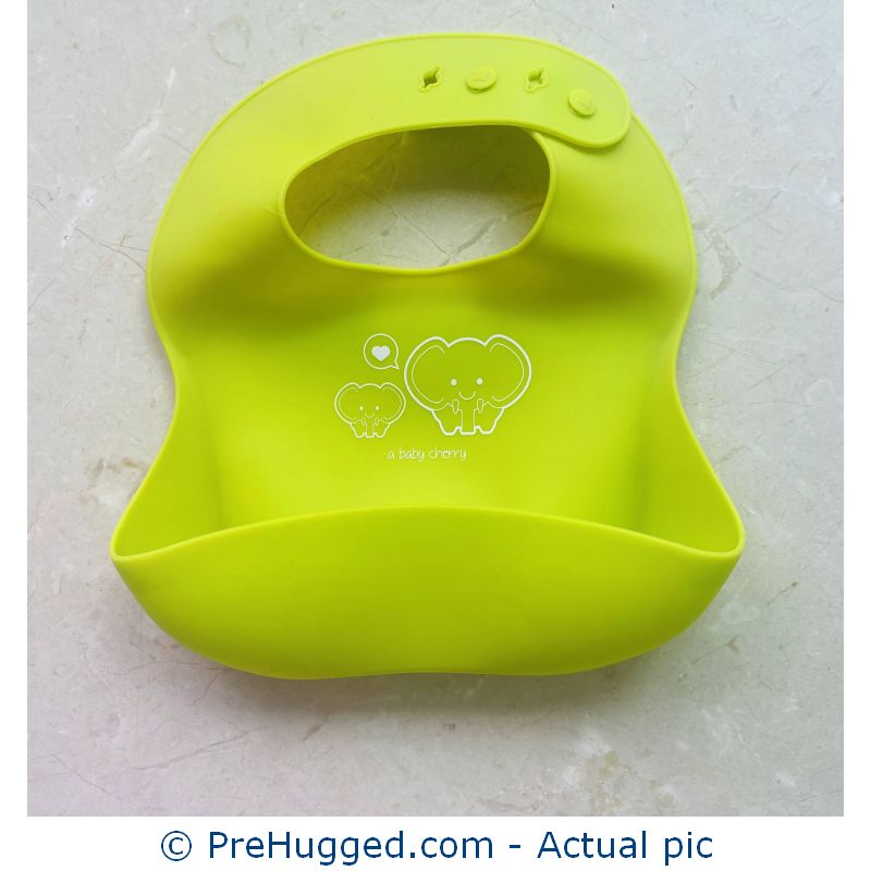 Baby Cherry Bib Waterproof Silicone Bib – Light Green