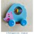 New Pull Along Wooden Toy - Piggy Rattle