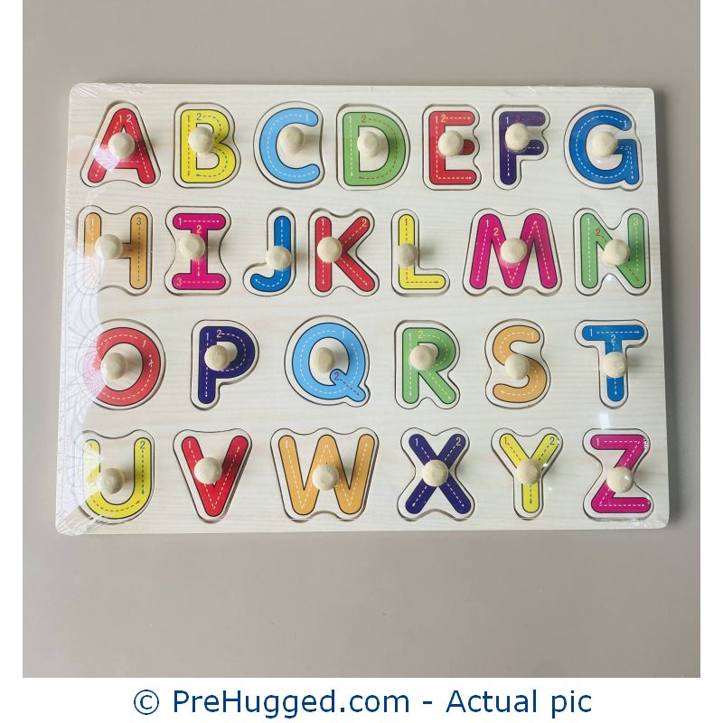 Wooden Peg Puzzle – Alphabet with Base Image (wooden knob)