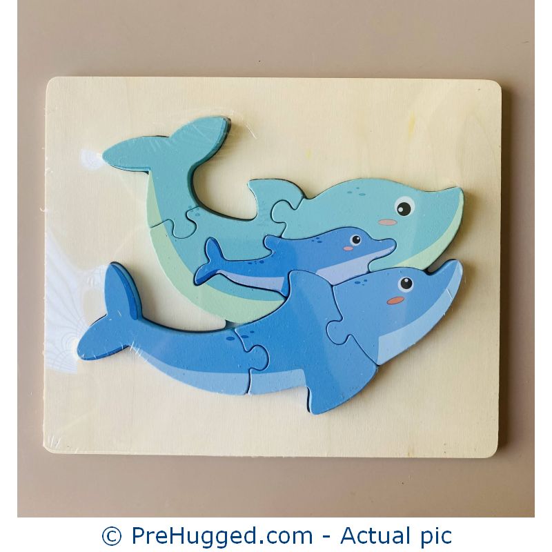 Wooden Chunky Jigsaw Puzzle Tray – Dolphin Family